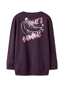 Moletom Name It Bellis estampado de bananas roxas para meninas.
