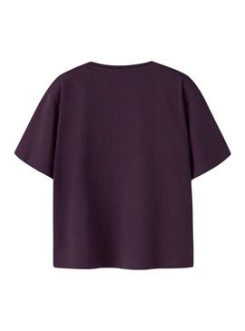 Camiseta Name It Benna estampado de bananas roxas para menina.