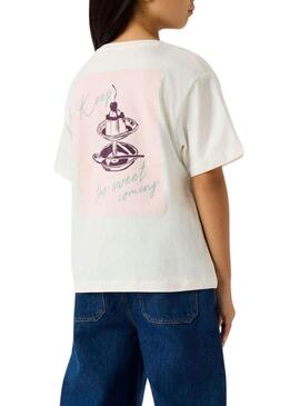 Camiseta Name It Bena com estampa gráfica em tom cru para menina.