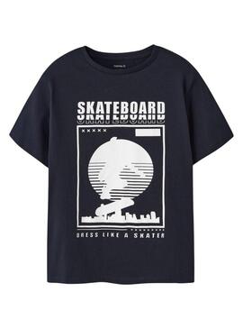 Camiseta Name It Thomas skate preta para menino