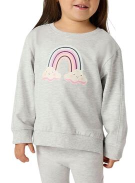 Moletom Name It Bissine arco-íris cinza claro para menina.