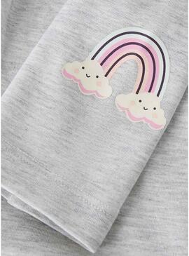 Leggings Name It Bilona arco-íris cinza claro para menina.