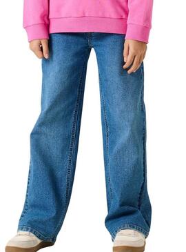 Calça Name It Frose de perna larga azul médio para menina.