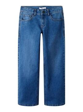 Calça Name It Frose de perna larga azul médio para menina.