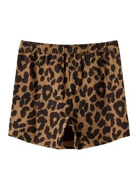Calça curta estampada animal print marrom da Name It para menina