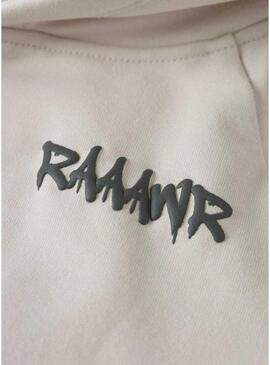 Moletom com capuz Name It bege dinossauro para menino.