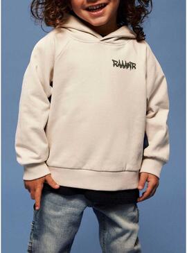 Moletom com capuz Name It bege dinossauro para menino.