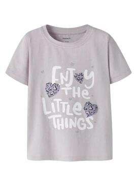 Camiseta Name It Bearta roxa framboesa para menina