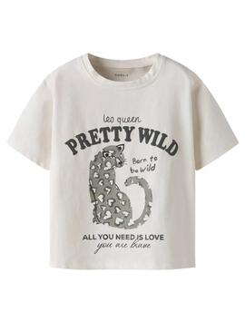 Camiseta Name It estampada animal print cru para menina