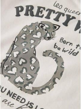 Camiseta Name It estampada animal print cru para menina