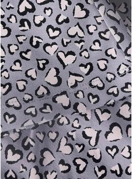 Calça flare Name It estampada de corações lilás para menina.