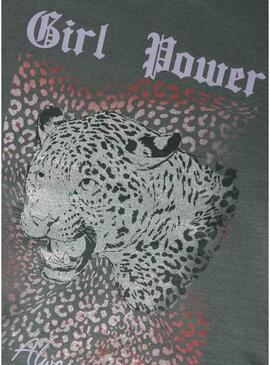 Moletom Name It girl power verde escuro para menina.