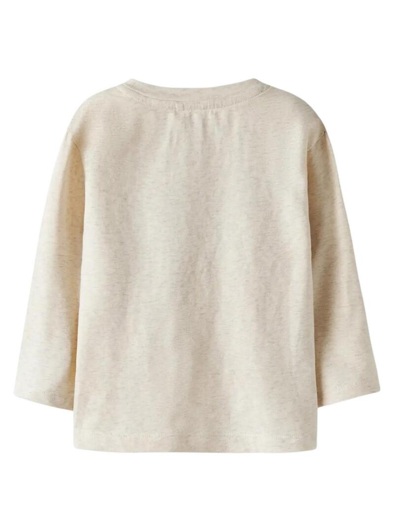 Camiseta Name It bola de tênis vibes cool bege para menino.