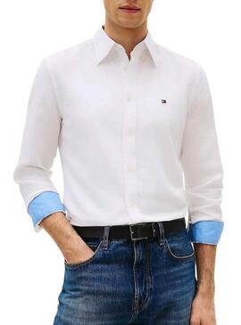 Camisa de linho Tommy Hilfiger Linen Blend branca para homem.