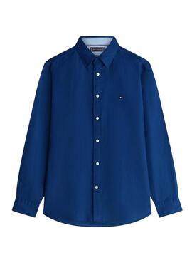 Camisa de linho Tommy Hilfiger Linen Blend azul marinho para homem