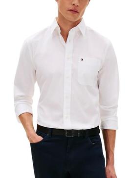 Camisa Tommy Hilfiger Light Oxford branca para homem.