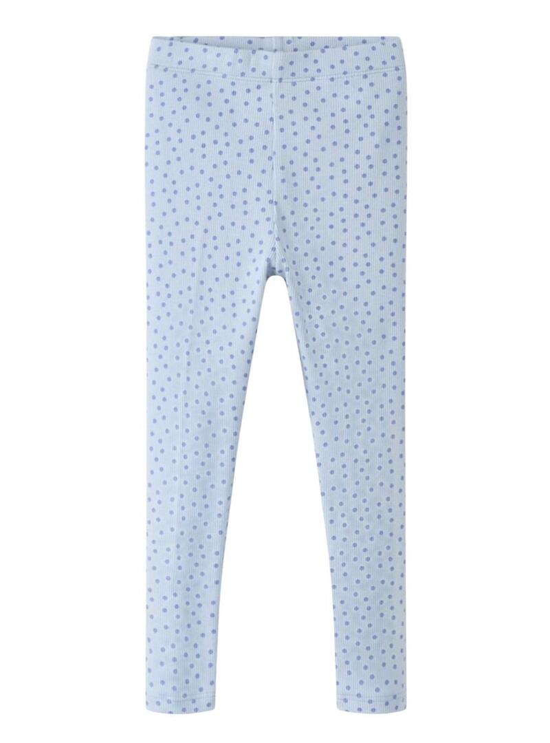 Leggings Name It em azul com bolinhas para menina.
