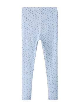 Leggings Name It em azul com bolinhas para menina.