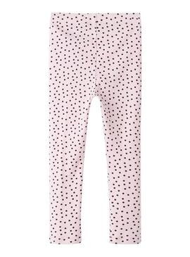 Leggings Name It com bolinhas cor-de-rosa para menina.