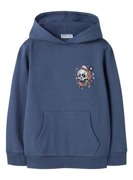 Moletom Name It com capuz caveira azul para criança.