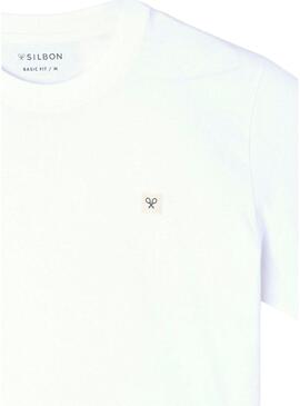 Camiseta Silbon com patch de mini logotipo branco para homem.