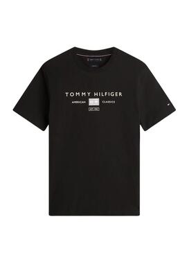 Camiseta Tommy Hilfiger Brand Love preta para homem.