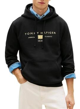 Moletom Tommy Hilfiger Brand Love preto para homem.