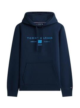 Moletom Tommy Hilfiger Brand Love azul marinho para homens.