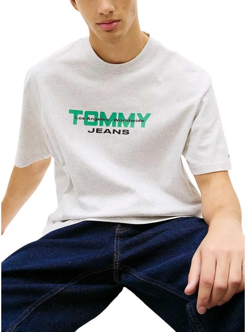 Camiseta Tommy Jeans 90s cinza para homem.