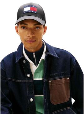 Boné Tommy Jeans Archive preto para homem.