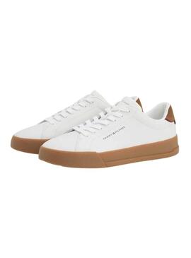 Sapatilhas Tommy Hilfiger Court branco e marrom para homem