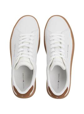 Sapatilhas Tommy Hilfiger Court branco e marrom para homem