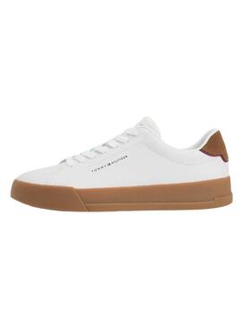 Sapatilhas Tommy Hilfiger Court branco e marrom para homem