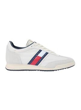Tênis Tommy Jeans Retro Runner Cleated branco para homens.