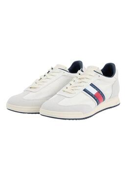Tênis Tommy Jeans Retro Runner Cleated branco para homens.