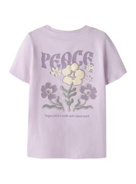 Camiseta Name It Dartiana escolha a bondade lilás para menina