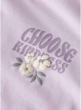 Camiseta Name It Dartiana escolha a bondade lilás para menina