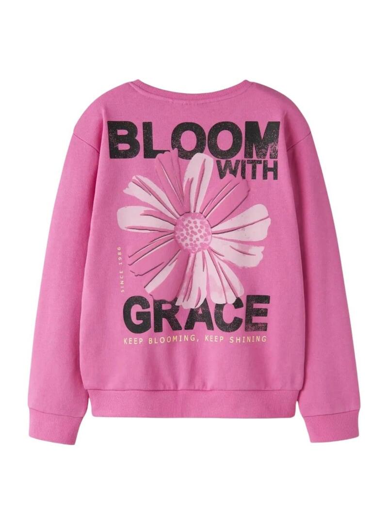 Moletom Name It DIfo bloom with grace rosa para menina.