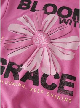 Moletom Name It DIfo bloom with grace rosa para menina.