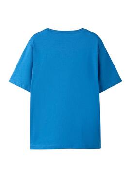 Camiseta Name It Benno com estampa gráfica azul elétrico para menino.
