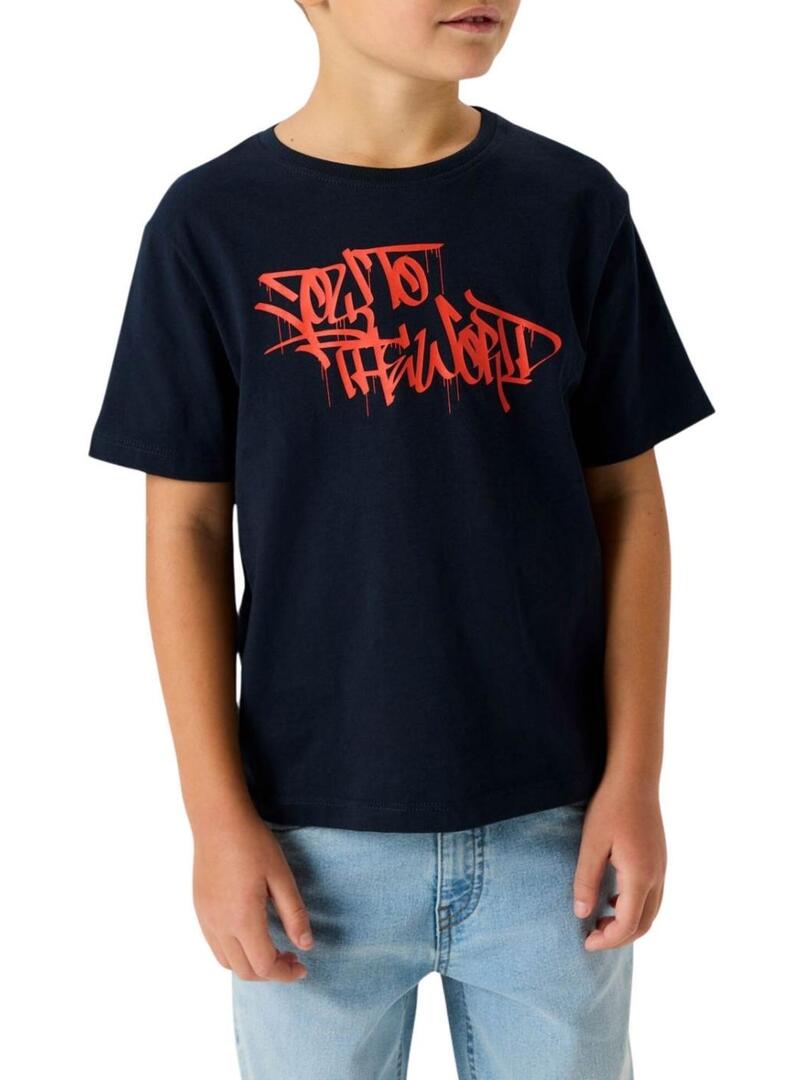 Camiseta Name It Benno estampada gráfica preta para menino