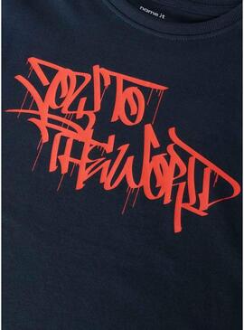 Camiseta Name It Benno estampada gráfica preta para menino