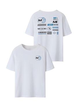Camiseta Name It Benno estampado Miami branca para menino.
