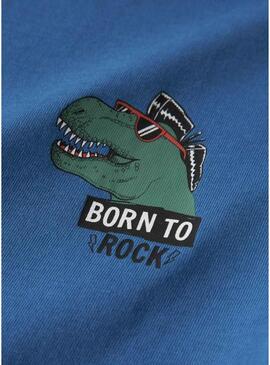 Camiseta Name It Benna dinossauro azul para menino.