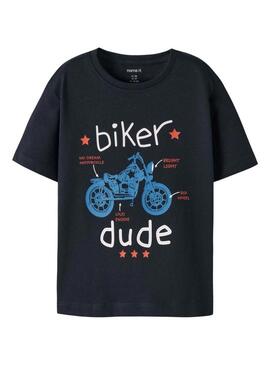 Camiseta Name It Benna moto preta para menino