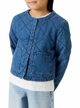 Casaco Name It Juliette acolchoado em denim azul médio para menina.