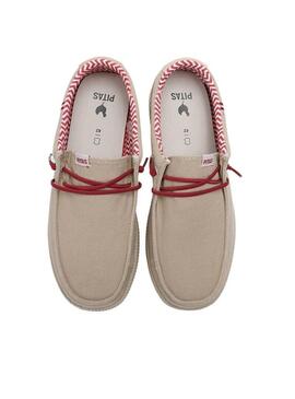 Sapatos Walkin Pitas Ledro bege para homem