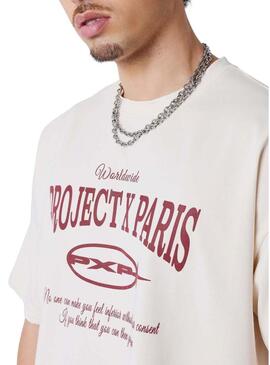 Camiseta Project x Paris Varsity PXP bege para homem.