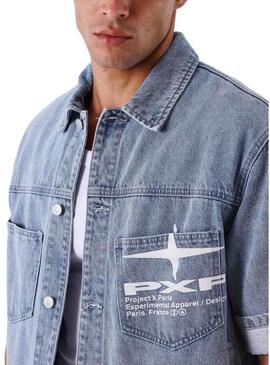 Camisa jeans Project x Paris Idea curta para homem.