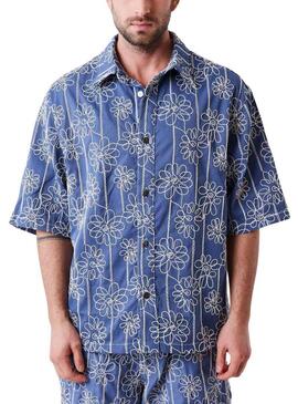 Camisa Project x Paris Candide Idylle flores azul para homem.
